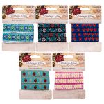 Набор лент декоративных Цветы, птенчики и ягоды, 5 шт, Vintage Line