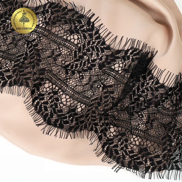Кружево шантильи (реснички) 120 мм, цв.2 черный, 3 метра, Kruzhevo