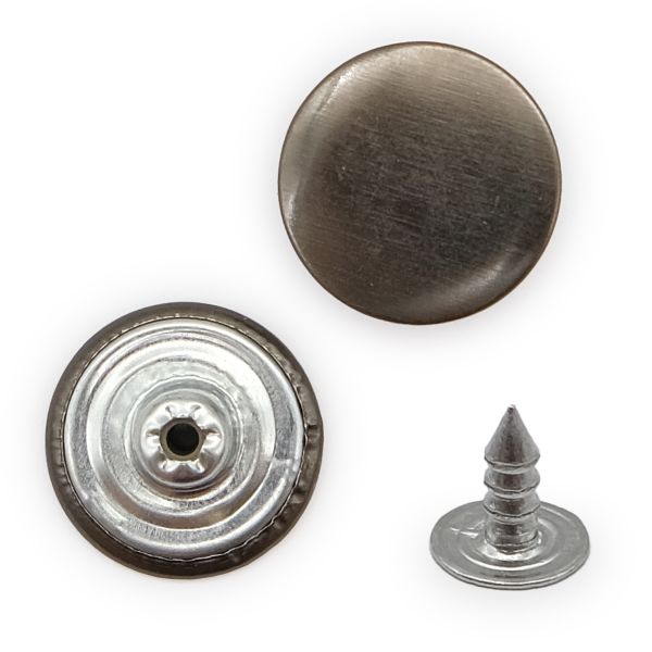 Пуговицы джинсовые ⌀17 мм, фиксированная ножка, сталь, гладкая, черный никель, 100 шт, New Star