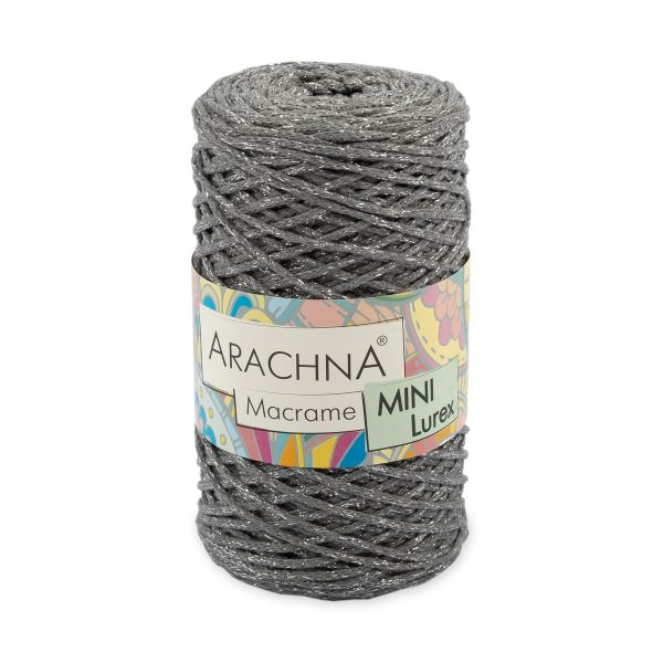 Пряжа Arachna Macrame Mini Lurex / уп.4 мот. по 250г, 200 м, 17 серый-серебро
