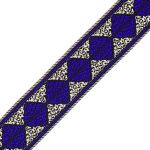 Лента (тесьма) жаккардовая 33.0 мм / 7 метров, василек/серебро, (11824)