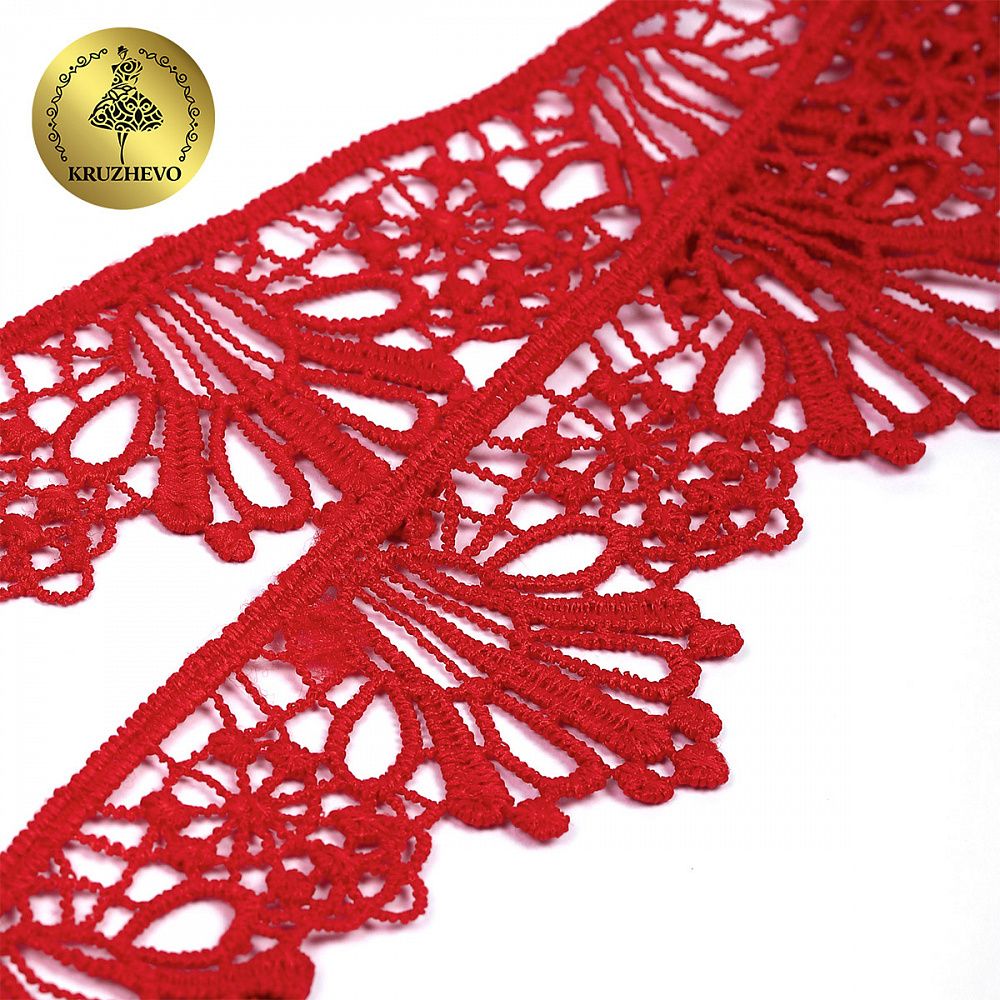 Кружево гипюр (плетёное) 35 мм / 13.71 метров, TBY.SUN.10(0872), цв.F162 красный
