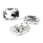 Хрустальные стразы в цапах прямоугольные (серебро) белый 13х18мм, 3 штук Astra&Craft, ПЦ001НН1318