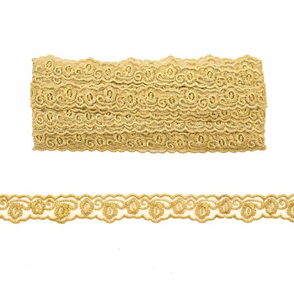 Кружево на сетке 23 мм, 13.71м, цв.102 бежевый