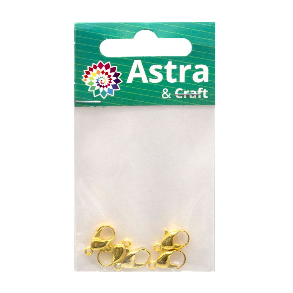Замок для бус карабин 14 мм, 5 штук, Astra&Craft (яркое золото) 4AR235