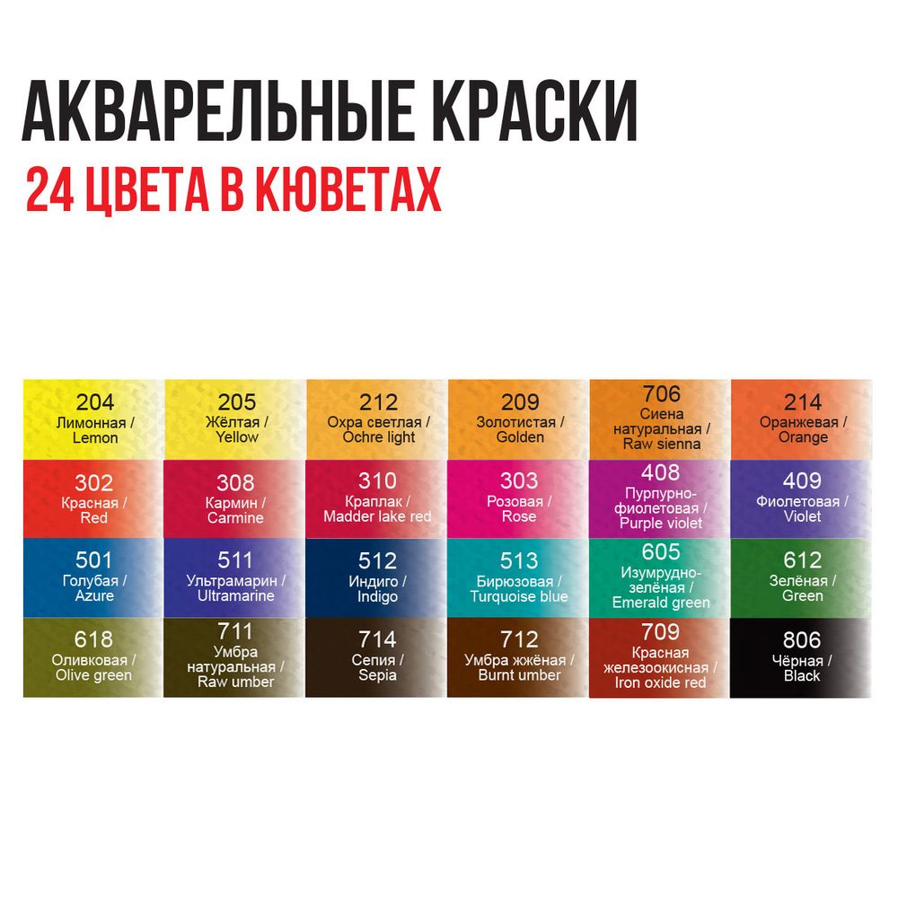 Краска акварель набор 24 цв, Vista-Artista VAWS-24