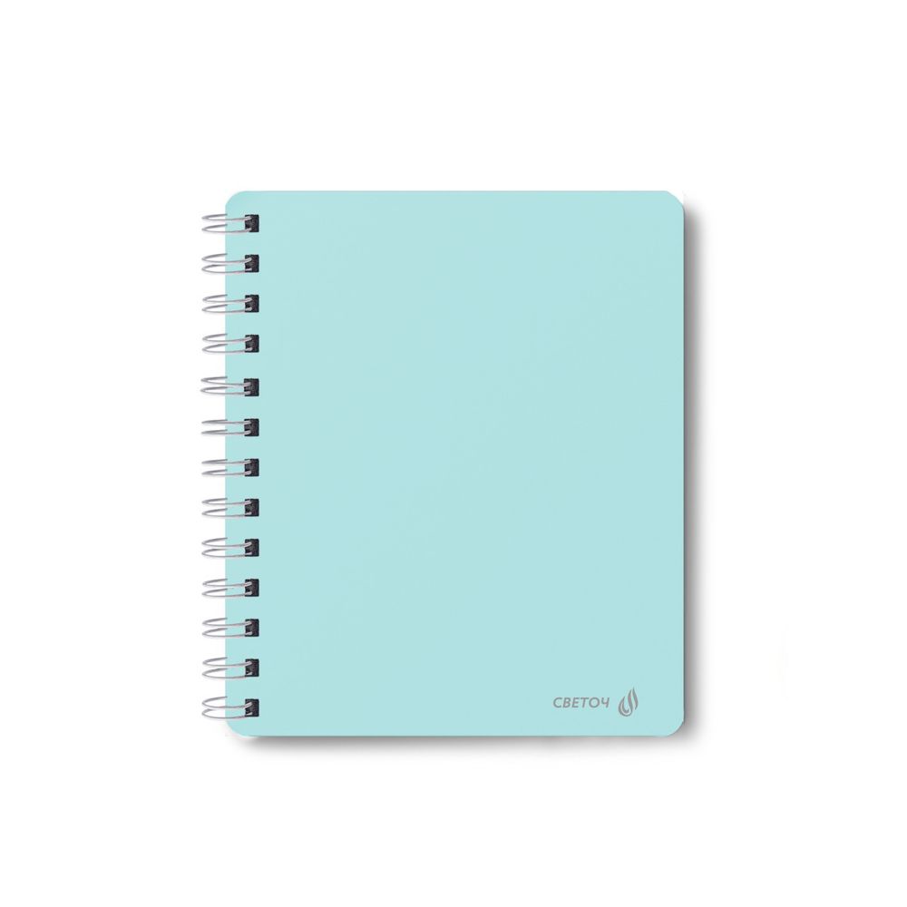 Записная книжка с пластиковой обложкой, тиснение серебряной фольгой, 500 мкр, на гребне, A6 80 л., 4 шт, клетка, Бирюза 01046, Светоч 80ЗК33