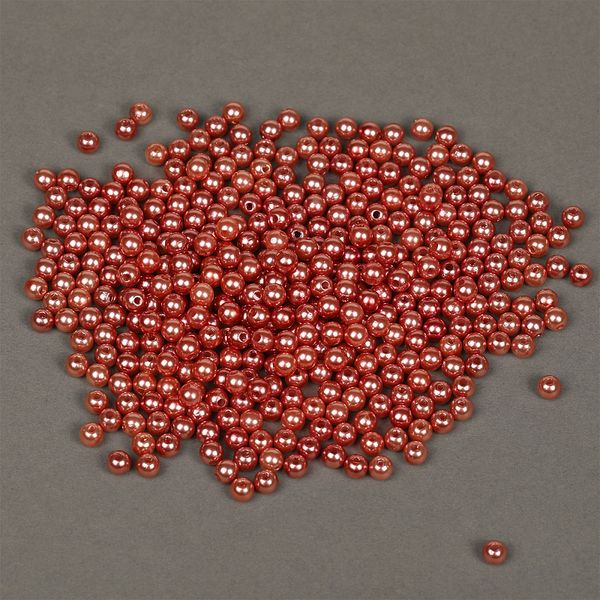 Бусины пластик (перламутр) ⌀6 мм, цв.058 красный уп.50г (483шт), Magic4Hobby