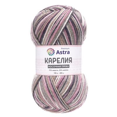 Пряжа Astra Premium (Астра Премиум) Карелия носочная (Karelia sock) / уп.2 мот. по 100 г, 400 м, 1009