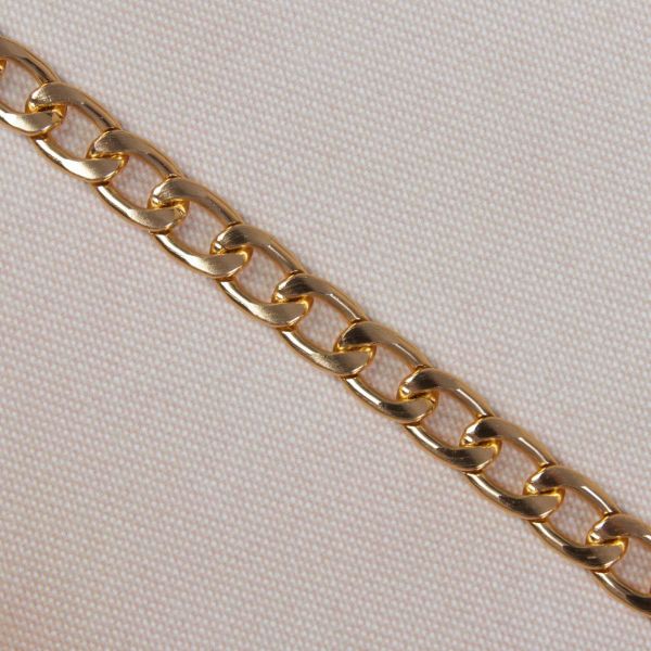 Цепочка для сумки с карабинами алюм 120см 9х14мм плоская золотой