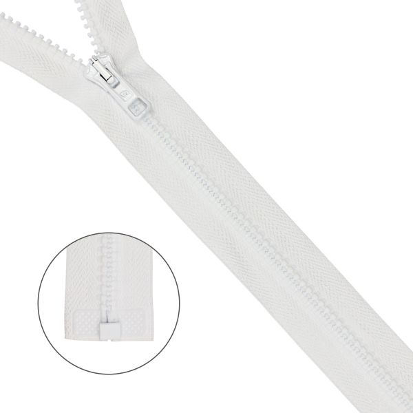 Молния трактор Arta Т6 (6 мм) 1 зам., разъем., 90 см, цв. 001 белый, уп.5 шт