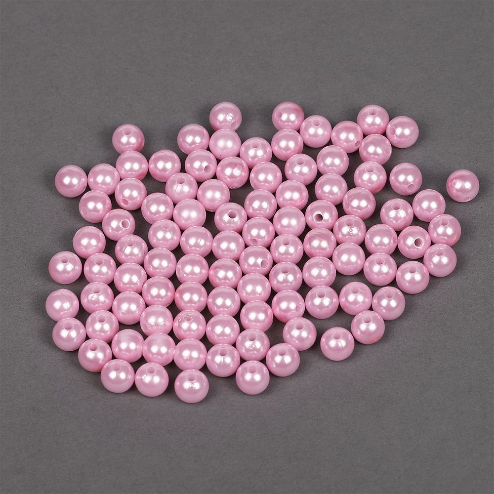 Бусины пластик (перламутр) ⌀10 мм, цв.015 розовый, уп.500г (960 шт), Magic4Hobby