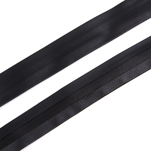 Косая бейка кожзам 20 мм / 45 метров, черный