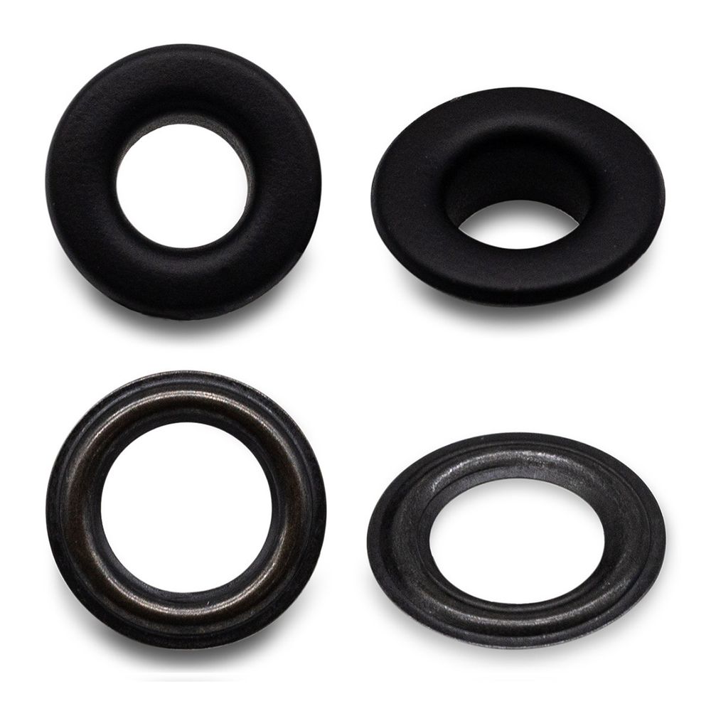 Люверсы металл ⌀_9.2 мм (внутр.), №24, h6.32 мм (внутр.), цв. черная резина, New Star, ≈100 шт