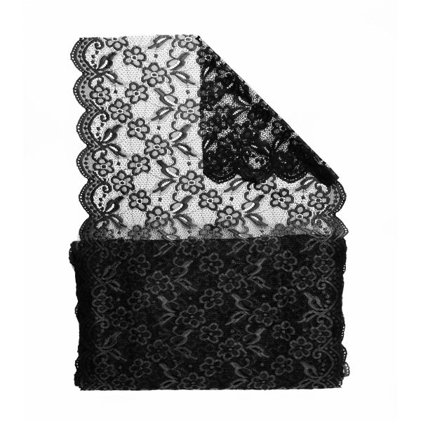 Кружево бельевое эластичное 400 мм / 13.72 м, цв. C580 черный