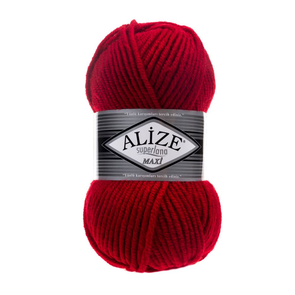 Пряжа Alize (Ализе) Superlana Maxi / уп.5 мот. по 100 г, 100м, 056 красный A
