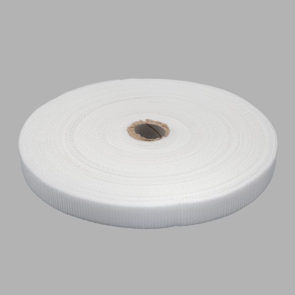 Стропа (ременная лента) 20 мм / 25 метров, толщ. 1.0 мм, [11 г/пог.м], 100% п/п, 1 белый