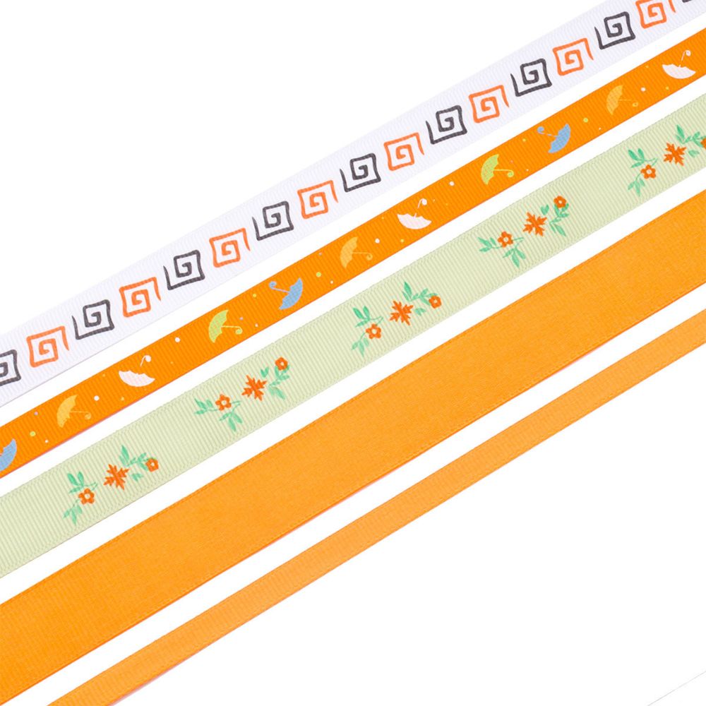 Набор репсовых лент, 5 шт, 45 м (2 шт по 18 м и 3 шт по 3 м), цвет оранжевый