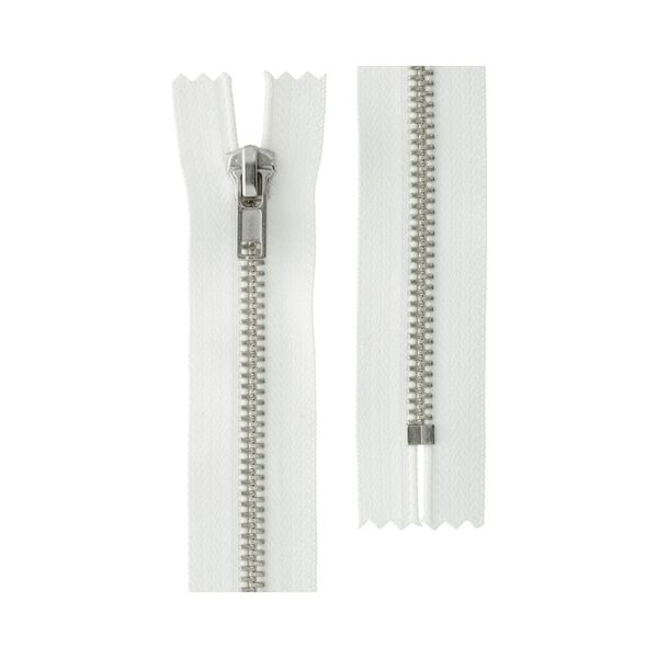 Молния металл Т5 (5 мм) 1 зам., н/раз., 18 см, никель, 001 белый, ZIP 5N Gamma, 10 шт
