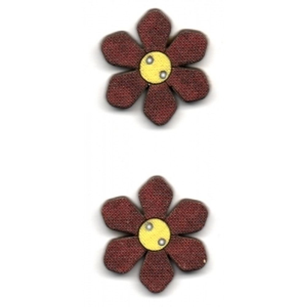 Украшения декоративные пуговицы бордовые (цветы), Aurora, 1 шт, AU-B49896
