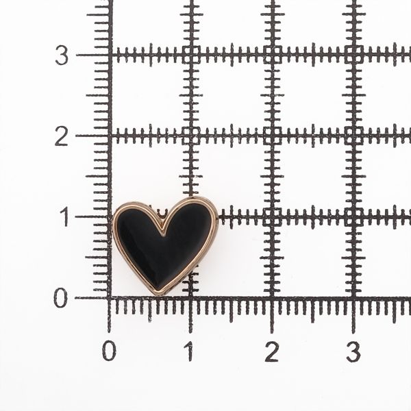 Пуговицы на ножке фигурная Сердце 20L (13мм), металл (Black/G (черный/золото)), MEs-2012, 36 шт