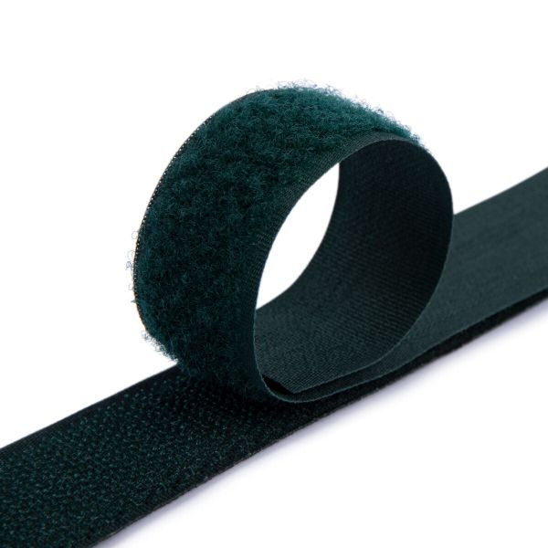 Лента контактная липучка (велкро) пришивная 25 мм / 25 метров, 070 т.зеленый, Gamma LG-25, ПАРА (крючок+петля), качество 