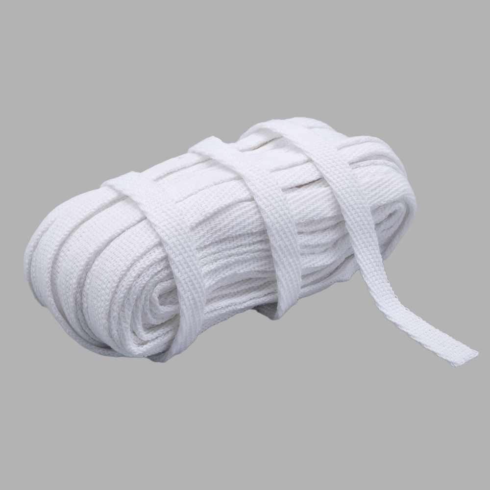 Шнур плоский плетеный х/б ⌀15.0 мм / 20 метров, цв.1 белый