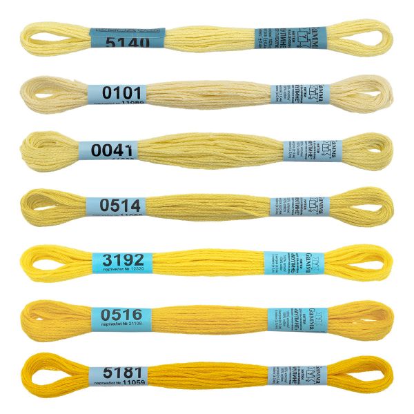 Мулине Gamma набор Спектр, цв.lemon, 7 мотков по 8 метров