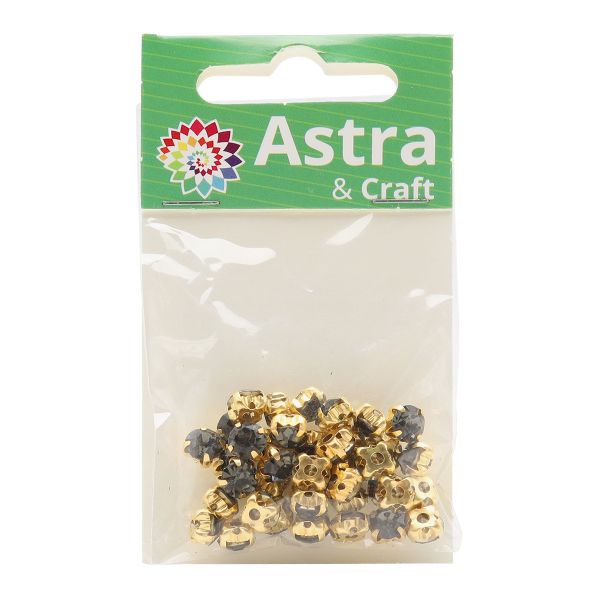 Хрустальные стразы в цапах/золото, 6мм, 40 шт/упак, Astra&Craft (серый), 4AR169/176