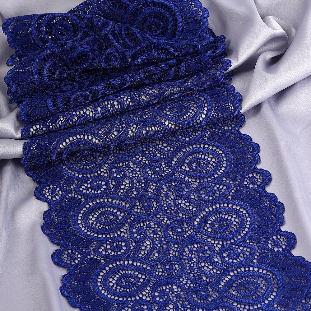 Кружево бельевое эластичное 180 мм / 3 м, TBY.L1351, цв.L1832 синий, Kruzhevo