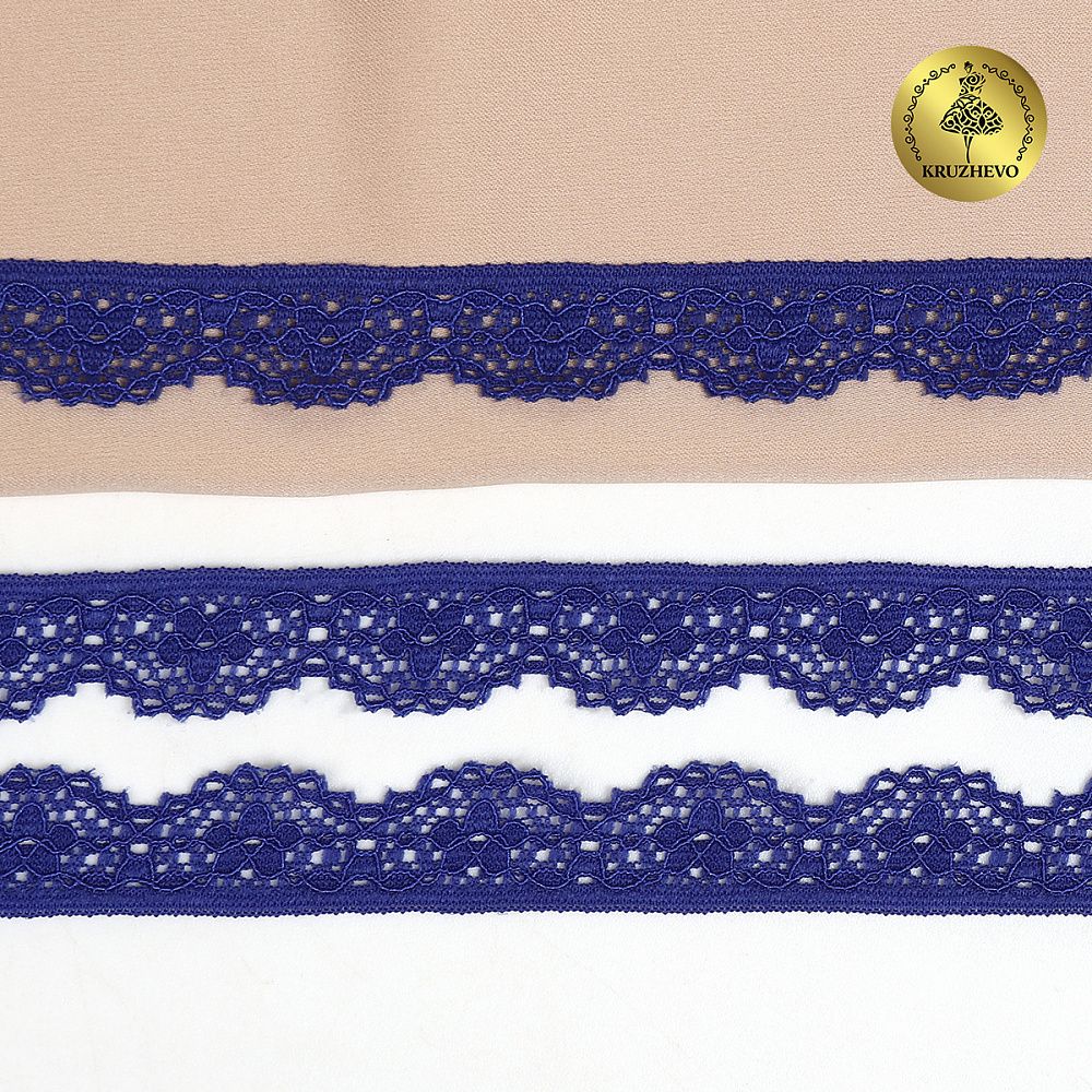 Кружево эластичное (стрейч) 8031 15мм цв.F223 синий ультрамарин, 50м, Kruzhevo