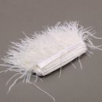 Перья на ленте Страус шир. 8 см, арт.FBY-08-01, цв.белый уп.2м