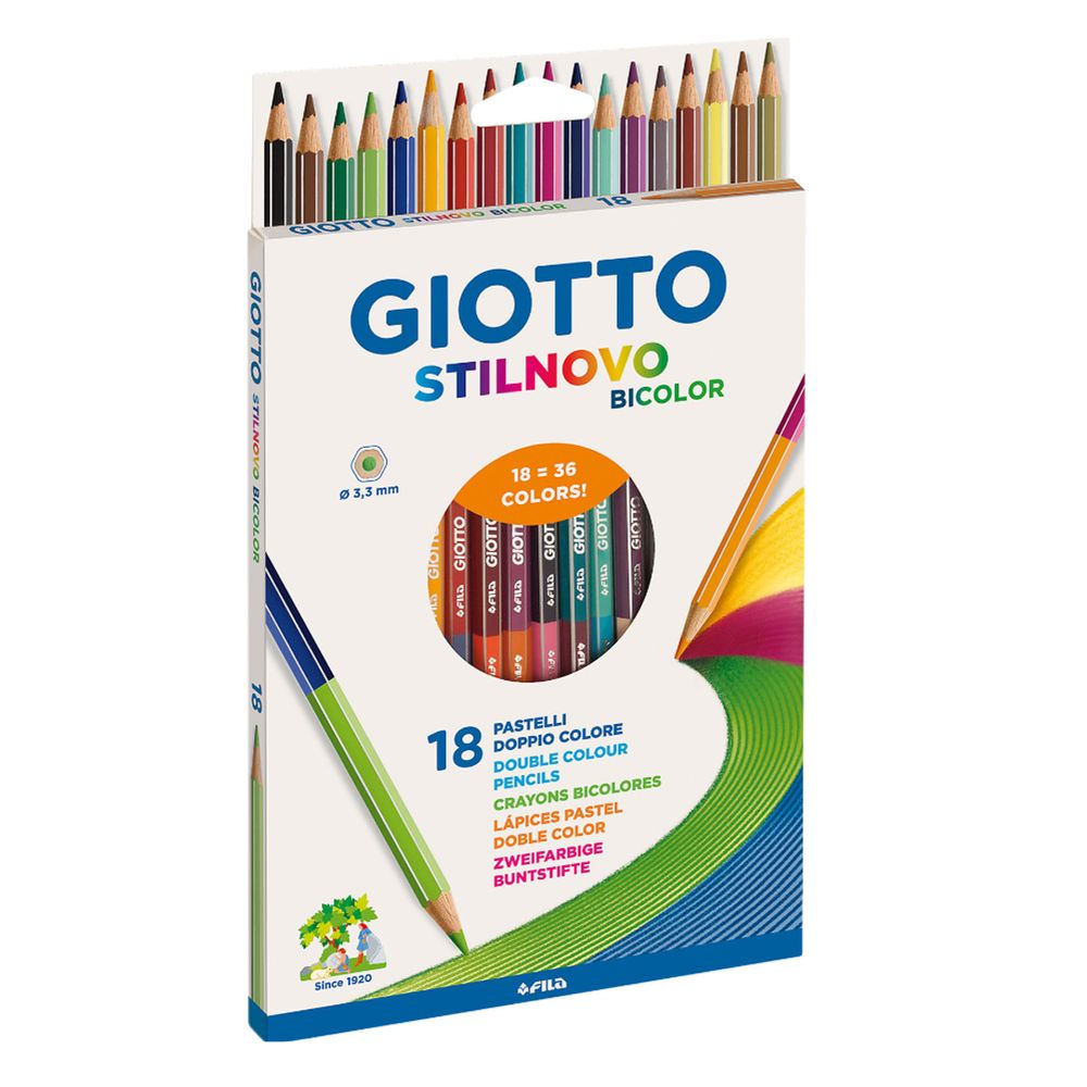 Карандаш цветной двусторонний шестигранный заточенный 36 цв. 18 шт, Giotto F257200