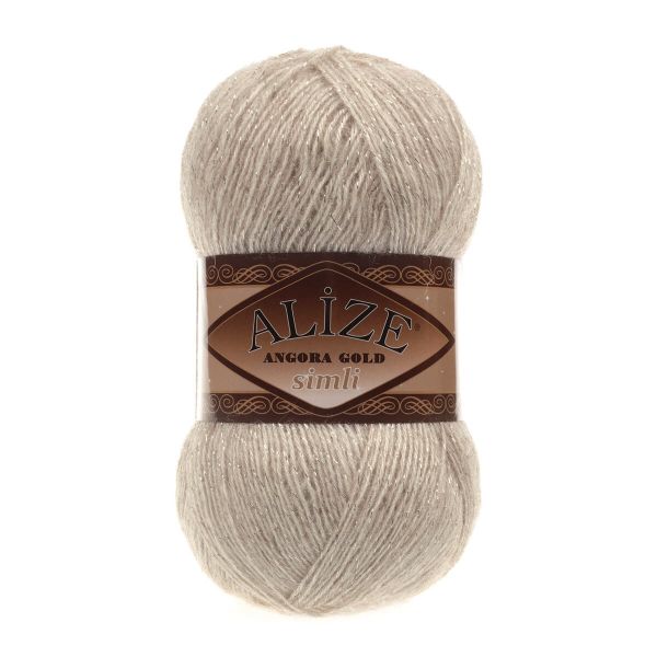 Пряжа Alize (Ализе) Angora Gold Simli / уп.5 мот. по 100 г, 500м, 152 бежевый меланж A