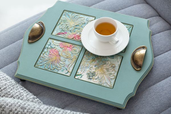 Заготовка из МДФ Поднос для 4-х плиток, OLIV-6 Love2art