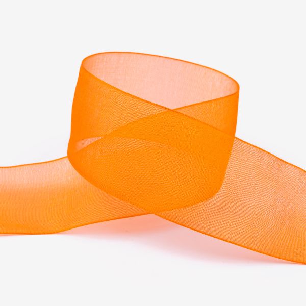 Лента капроновая (органза) 38.0 мм / 22.8±1 метра, 024 т. оранжевый, Blitz OR-38