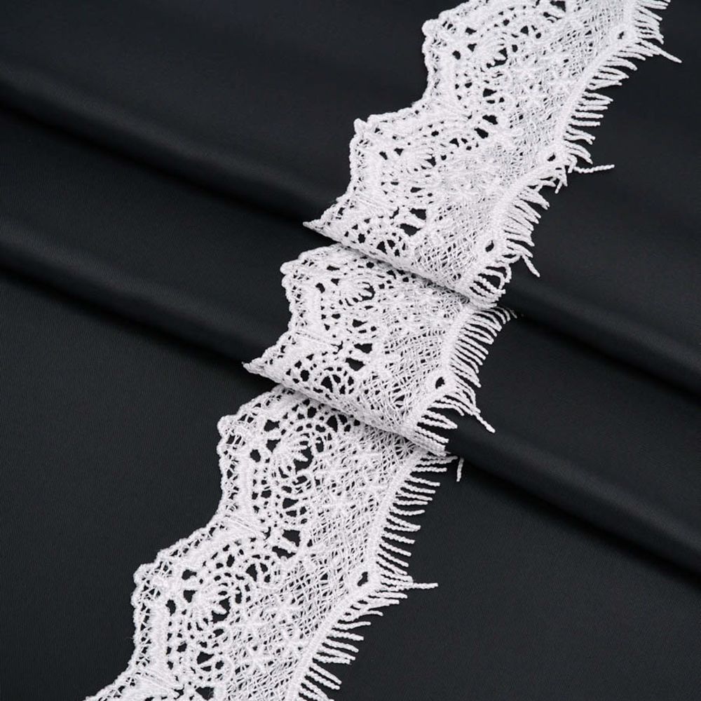 Кружево гипюр (плетёное) 72 мм / 9.14 метров, C501 белый