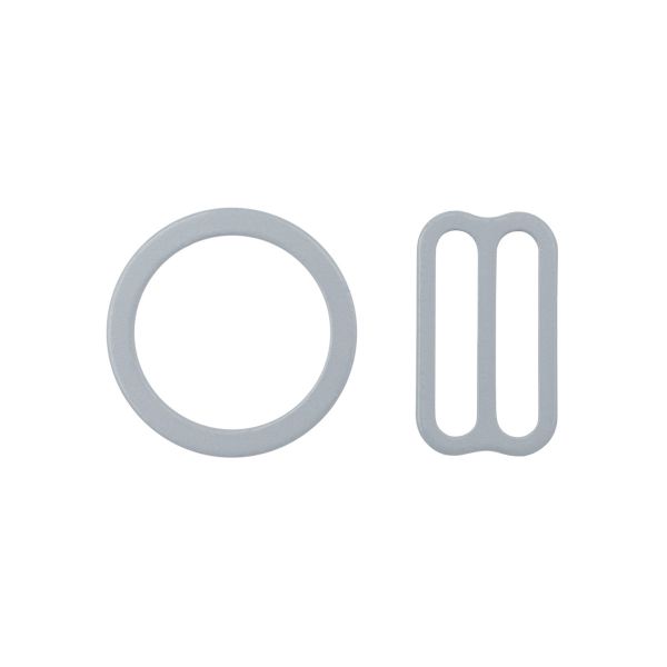 Набор фурнитуры для бюстгальтера металл (кольца ⌀14 мм + регуляторы 15 мм по 4 шт), 681 серебро, 28796