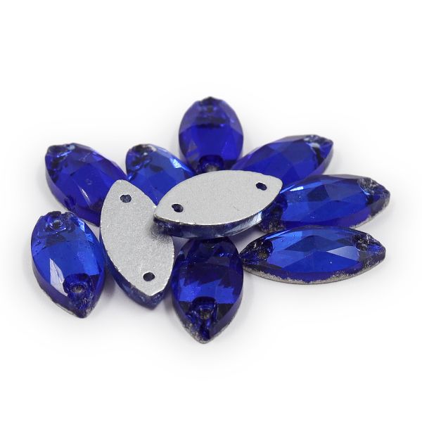 Хрустальные стразы миндаль сапфир (без покрытия) 7х15мм, 10 штук Astra&Craft, МИ005НН715