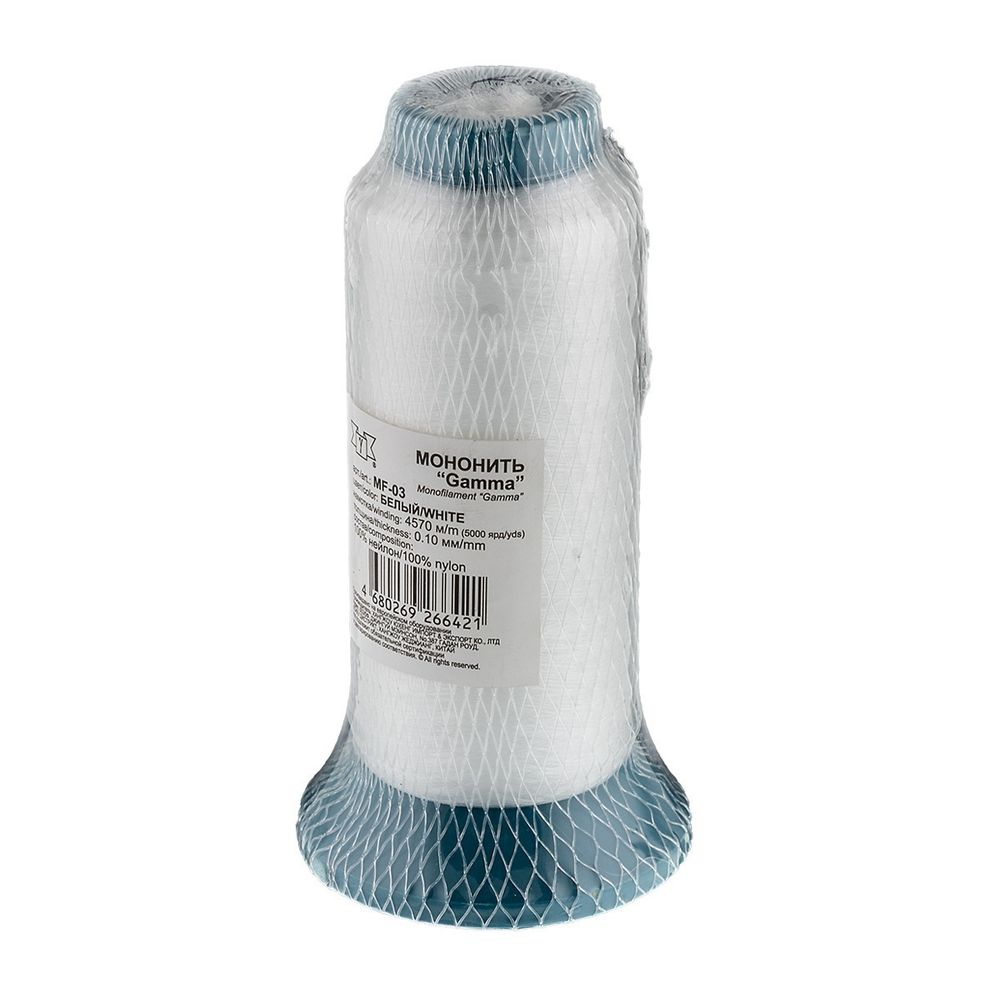 Нить прозрачная (мононить) 0.10 мм / 4570 метров, белый, Gamma MF-03