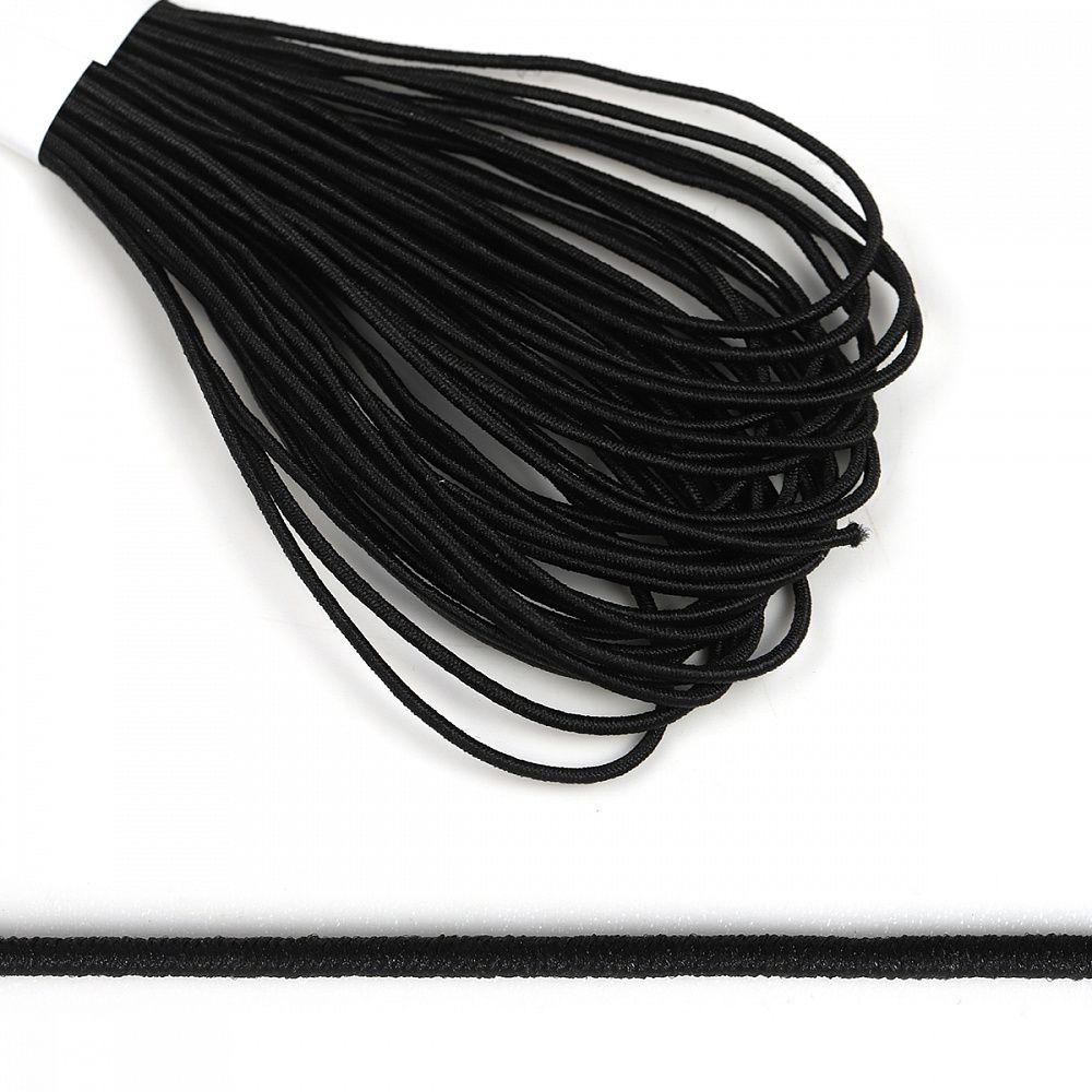 Резинка шляпная (шнур эластичный) ⌀1.0 мм / 10 метров, цв.F322 (310) черный