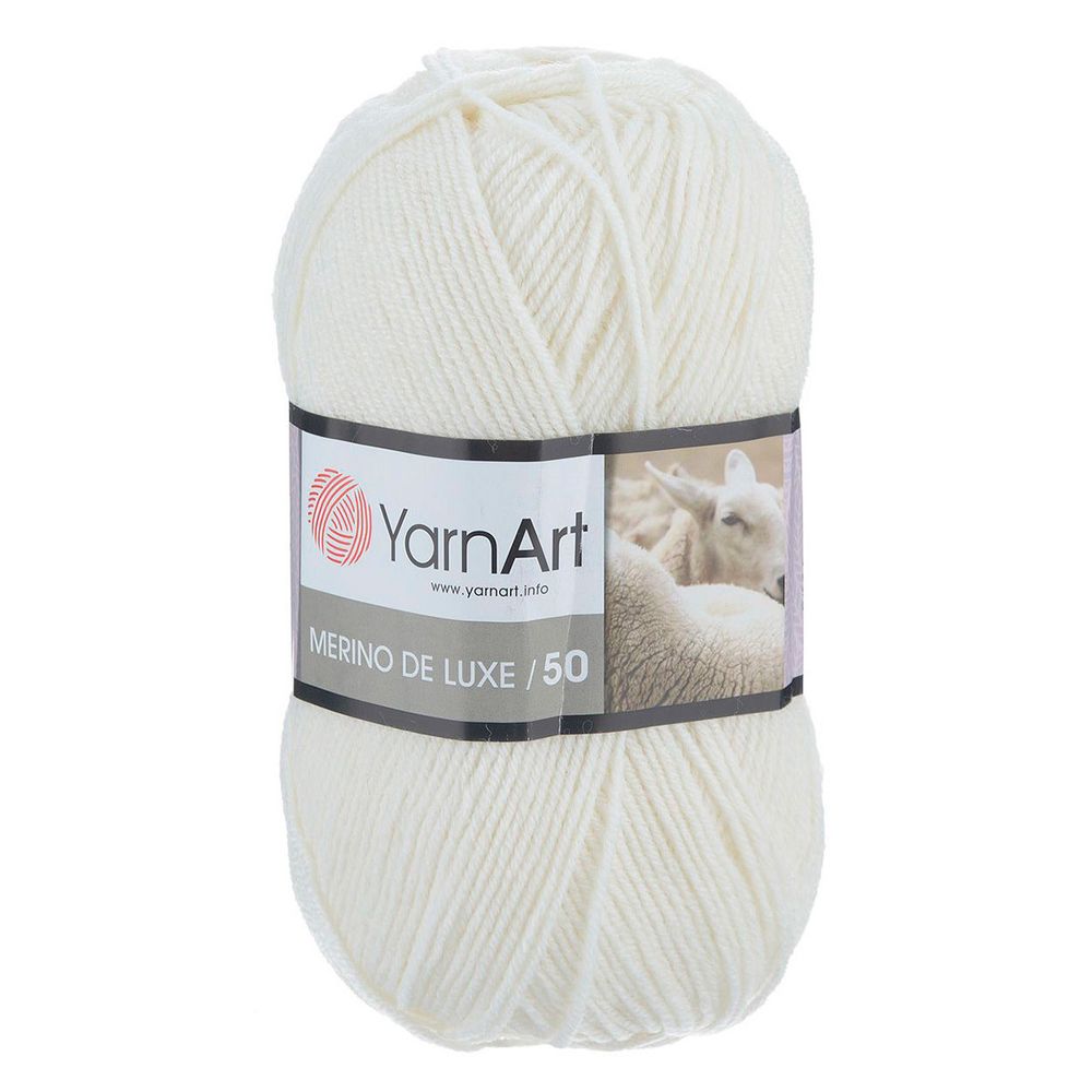 Пряжа YarnArt (ЯрнАрт) Merino de Lux / уп.5 мот. по 100 г, 280м, 501 белый