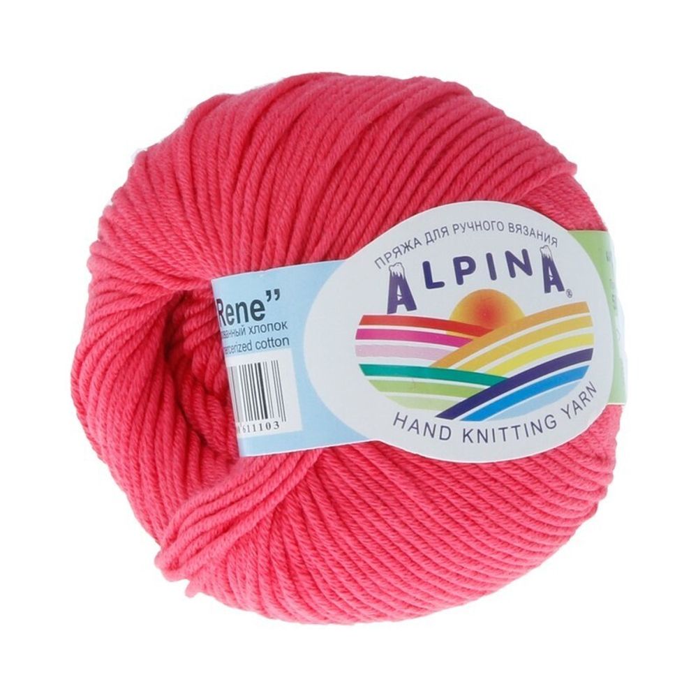 Пряжа Alpina Rene / уп.10 мот. по 50г, 105м, 581 яр.розовый