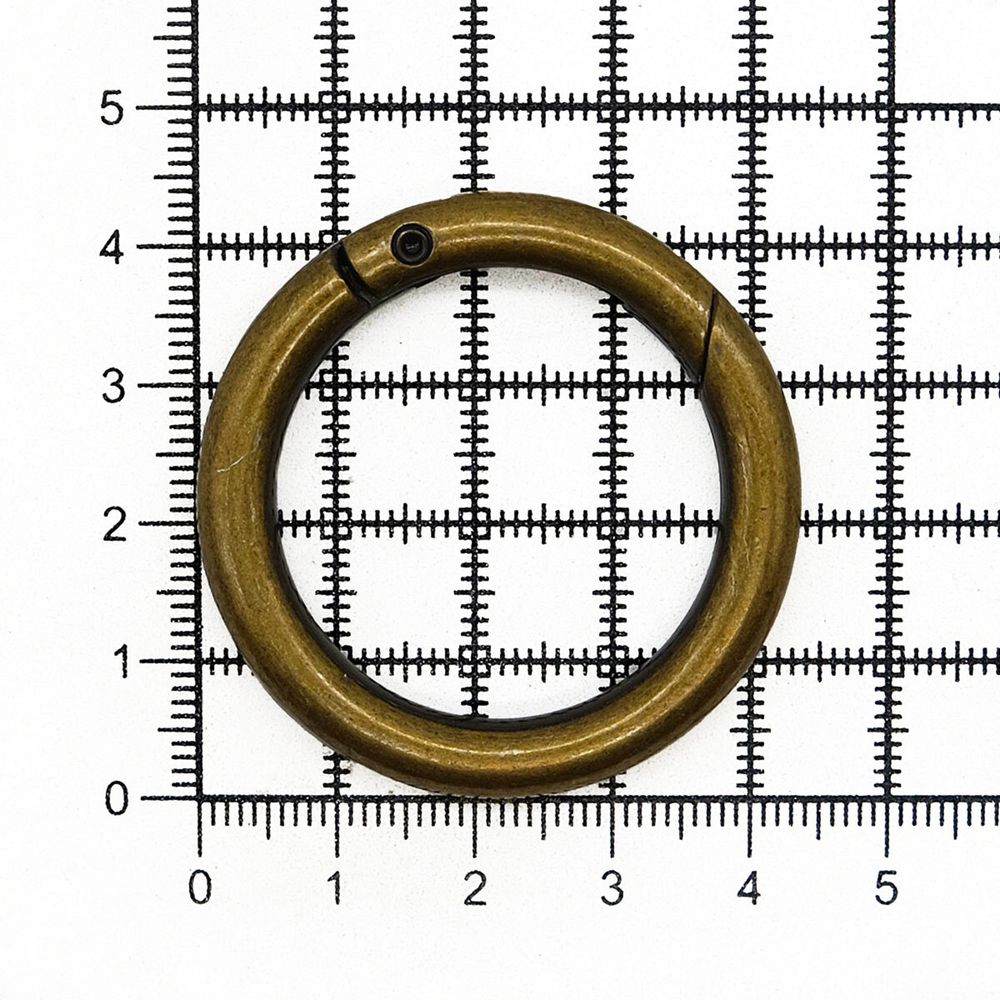 Карабин металл кольцо 32.0 мм (44х44 мм), латунь, 5 шт