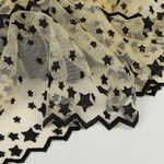 Кружево на сетке (вышитое) диз.OG35 215мм цв.белый с черными звездами уп.13м, Kruzhevo