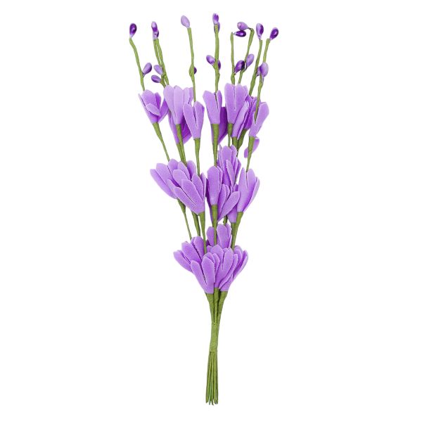 Веточка декоративная букетик, цветочек-фоамиран, 22см, цв. сиреневый, С-2007