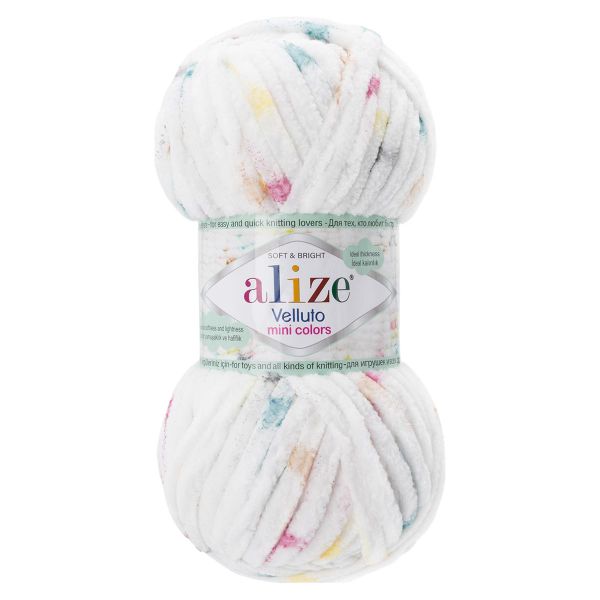 Пряжа Alize (Ализе) Mini Colors серия Бархат (Velluto) / уп.5 мот. по 100 г, 68м, 8112 принт