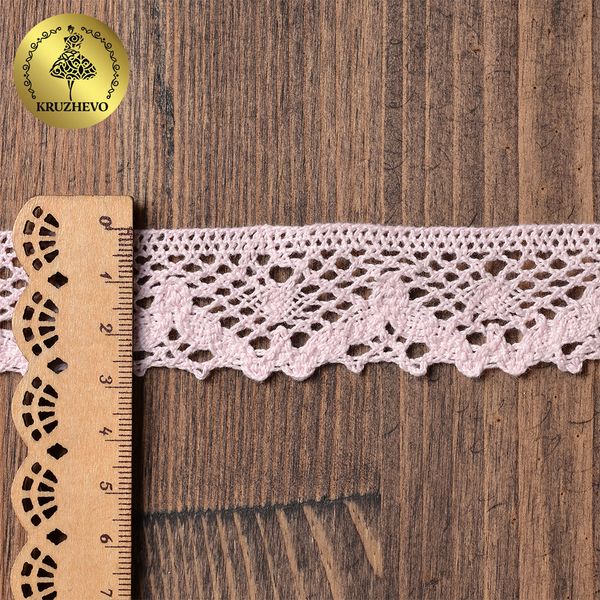 Кружево вязаное (тесьма) 30 мм / 10 метров, диз. 298, цв.20 бл.розовый, Kruzhevo