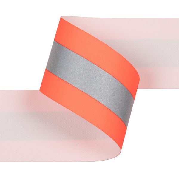 Лента со светоотражающей полосой [cpl:420], 50 мм / 25 метров, 100% хлопок, 02 серый/оранжевый, Gamma FR9303 15-20-15