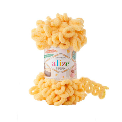 Пряжа Alize (Ализе) Puffy / уп.5 мот. по 100 г, 9м, 509 желтый A